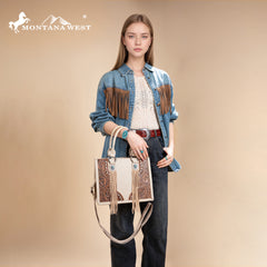 MW1339-2002  Montana West Tooled Concho Tote/Crossbody -Tan