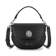 MW1340-8360  Montana West Turquoise Concho Saddle Crossbody - Black