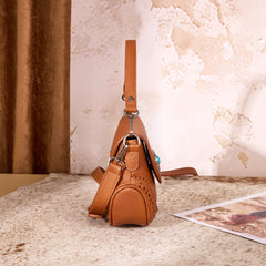 MW1340-8360  Montana West Turquoise Concho Saddle Crossbody - Brown