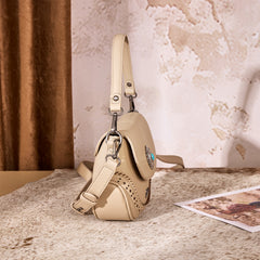 MW1340-8360  Montana West Turquoise Concho Saddle Crossbody -Tan