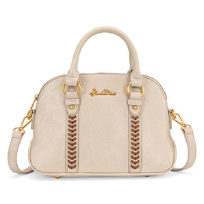 MW1341-8360TN Montana West Whipstitch Dome Satchel Bag - Tan