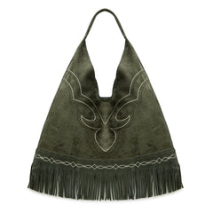 MW1341-9182   Montana West Boot Stitch Fringe Large Hobo Bag
