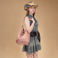 MW1341-918  Montana West Boot Stitch Fringe Hobo Bag
