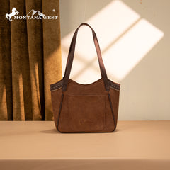 MW1344-8250 Montana West Embroidered Boot Scroll Tote