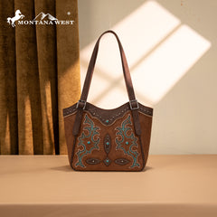 MW1344-8250 Montana West Embroidered Boot Scroll Tote