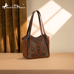 MW1344-8250 Montana West Embroidered Boot Scroll Tote