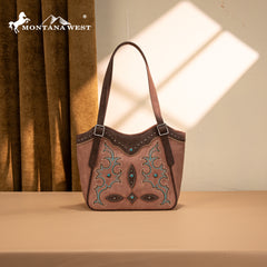 MW1344-8250 Montana West Embroidered Boot Scroll Tote