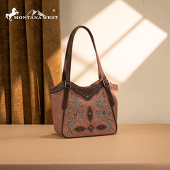 MW1344-8250 Montana West Embroidered Boot Scroll Tote