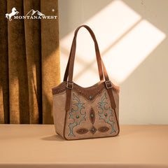 MW1344-8250 Montana West Embroidered Boot Scroll Tote