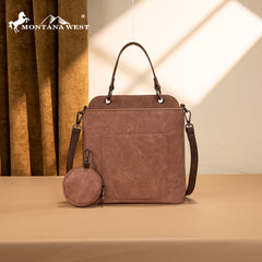 MW1344-8319 Montana West Embroidered Boot Scroll Top Handle Crossbody With Coin Pouch