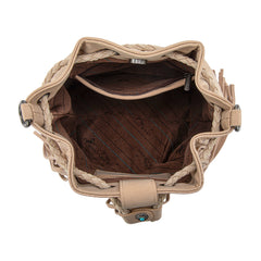 MW1349-8311 Montana West Hair-On Cowhide Drawstring Crossbody Bucket Bag - Tan