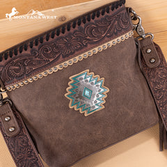 MW1350-8360 Montana West Tooled Aztec Concho Collection Crossbody -Coffee