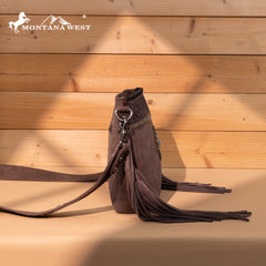 MW1350-8360 Montana West Tooled Aztec Concho Collection Crossbody -Coffee