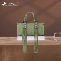 MW1351-888 Montana West Western Fringe Concho Collection Mini Crossbody Bag  -Green