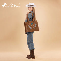 MW1352G-8317  Montana West Western Embroidered Concealed Carry Tote