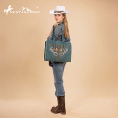 MW1352G-8317  Montana West Western Embroidered Concealed Carry Tote