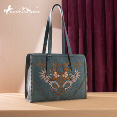 MW1352G-8317  Montana West Western Embroidered Concealed Carry Tote