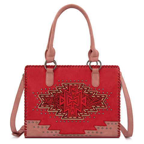 MW1354G-8355   Montana West Tooled Aztec Concealed Carry Tote/Crossbody