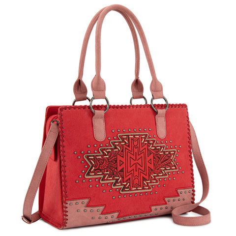 MW1354G-8355   Montana West Tooled Aztec Concealed Carry Tote/Crossbody