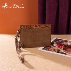 MW1354-W2004  Montana West Tooled Aztec Collection Wrap Wallet