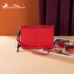 MW1354-W2004  Montana West Tooled Aztec Collection Wrap Wallet