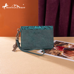 MW1354-W2004  Montana West Tooled Aztec Collection Wrap Wallet