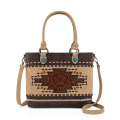 MW1356-8260  Montana West Western Tooled Aztec Concealed Carry Tote/Crossbody