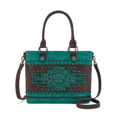 MW1356-8260  Montana West Western Tooled Aztec Concealed Carry Tote/Crossbody