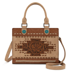 MW1356-8322  Montana West Western Tooled Aztec Tote/ Crossbody