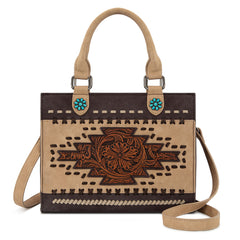MW1356-8322  Montana West Western Tooled Aztec Tote/ Crossbody
