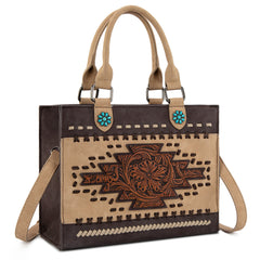 MW1356-8322  Montana West Western Tooled Aztec Tote/ Crossbody