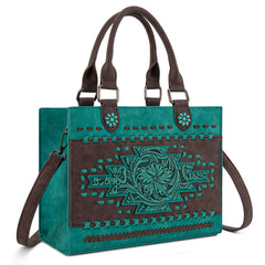 MW1356-8322  Montana West Western Tooled Aztec Tote/ Crossbody