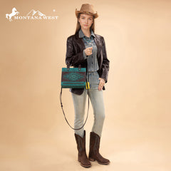 MW1356-8322  Montana West Western Tooled Aztec Tote/ Crossbody