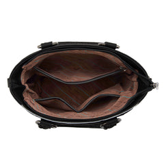 MW1358G-8120  Montana West Hair-On Hide Concealed Carry Tote Bag with Tooled Strap - Black