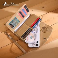 MW1360-W018   Montana West Hair-On Hide Tooled Wallet – Western Wristlet -Tan