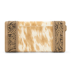 MW1360-W018   Montana West Hair-On Hide Tooled Wallet – Western Wristlet -Tan