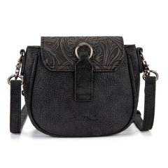 MW1366-8360BK   Montana West Embossed Fringe Mini Crossbody -Black