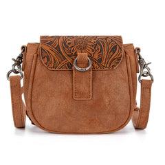 MW1366-8360BR   Montana West Embossed Fringe Mini Crossbody -Brown