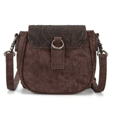 MW1366-8360CF   Montana West Embossed Fringe Mini Crossbody -Coffee