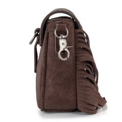 MW1366-8360CF   Montana West Embossed Fringe Mini Crossbody -Coffee