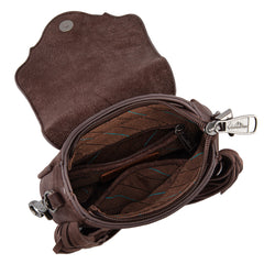 MW1366-8360CF   Montana West Embossed Fringe Mini Crossbody -Coffee