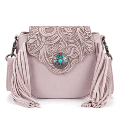 MW1366-8360DPK  Montana West Embossed Fringe Mini Crossbody -Dark Pink