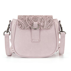 MW1366-8360DPK  Montana West Embossed Fringe Mini Crossbody -Dark Pink