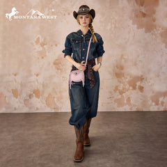 MW1366-8360DPK  Montana West Embossed Fringe Mini Crossbody -Dark Pink