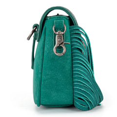MW1366-8360TQ   Montana West Embossed Fringe Mini Crossbody -Turquoise