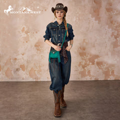 MW1366-8360TQ   Montana West Embossed Fringe Mini Crossbody -Turquoise