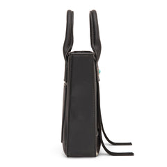MW1368-8360BK  Montana West Hair-On Cowhide Fringe Tote/Crossbody - Black