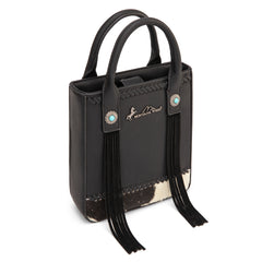 MW1368-8360BK  Montana West Hair-On Cowhide Fringe Tote/Crossbody - Black