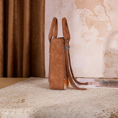 MW1368-8360BR  Montana West Hair-On Cowhide Fringe Tote/Crossbody - Brown