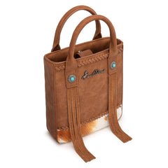 MW1368-8360BR  Montana West Hair-On Cowhide Fringe Tote/Crossbody - Brown
